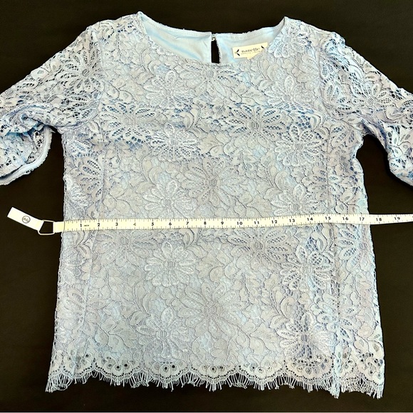 Nanette Lepore Lace Overlay Blouse - NWT Blue XS - Picture 9 of 12